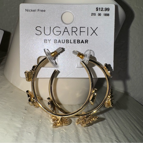 Set of 2 Butterfly Earrings Sugarfix by Baublebar Hoops & Studded Nickle Free - Picture 6 of 8